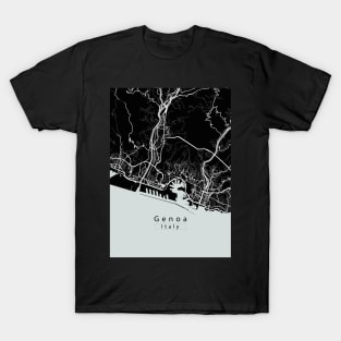 Genoa Italy City Map dark T-Shirt